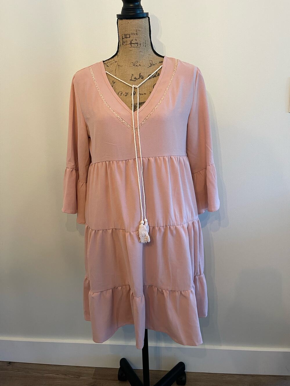 BTFBM Boho Pink Dress w/ Tassels Size Medium